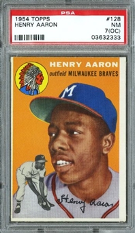 1954 Topps #128 Hank Aaron Rookie Card PSA NM 7 (OC)
